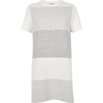 Cream quilted panel shift dress